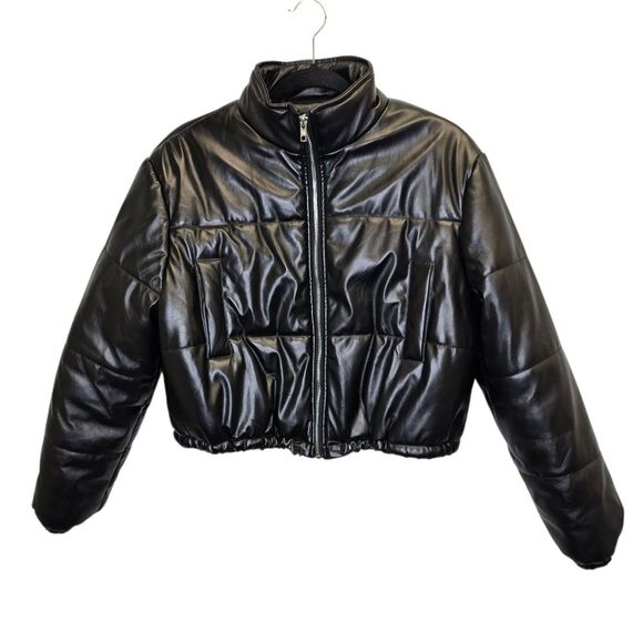SHEIN Women's L Black Zip Puffer Crop Jacket - Picture 2 of 16